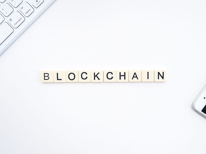 scrabble letters spelling word blockchain